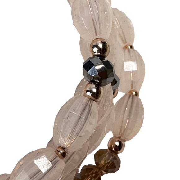 NY & Co Beaded Coiled Bracelet Stacked Pink Silver NWT - Picture 6 of 8